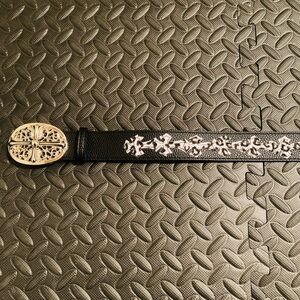 Chrome Hearts White Leopard Print Cross Belt (Fits Size 28-34) (Y2K chrome)